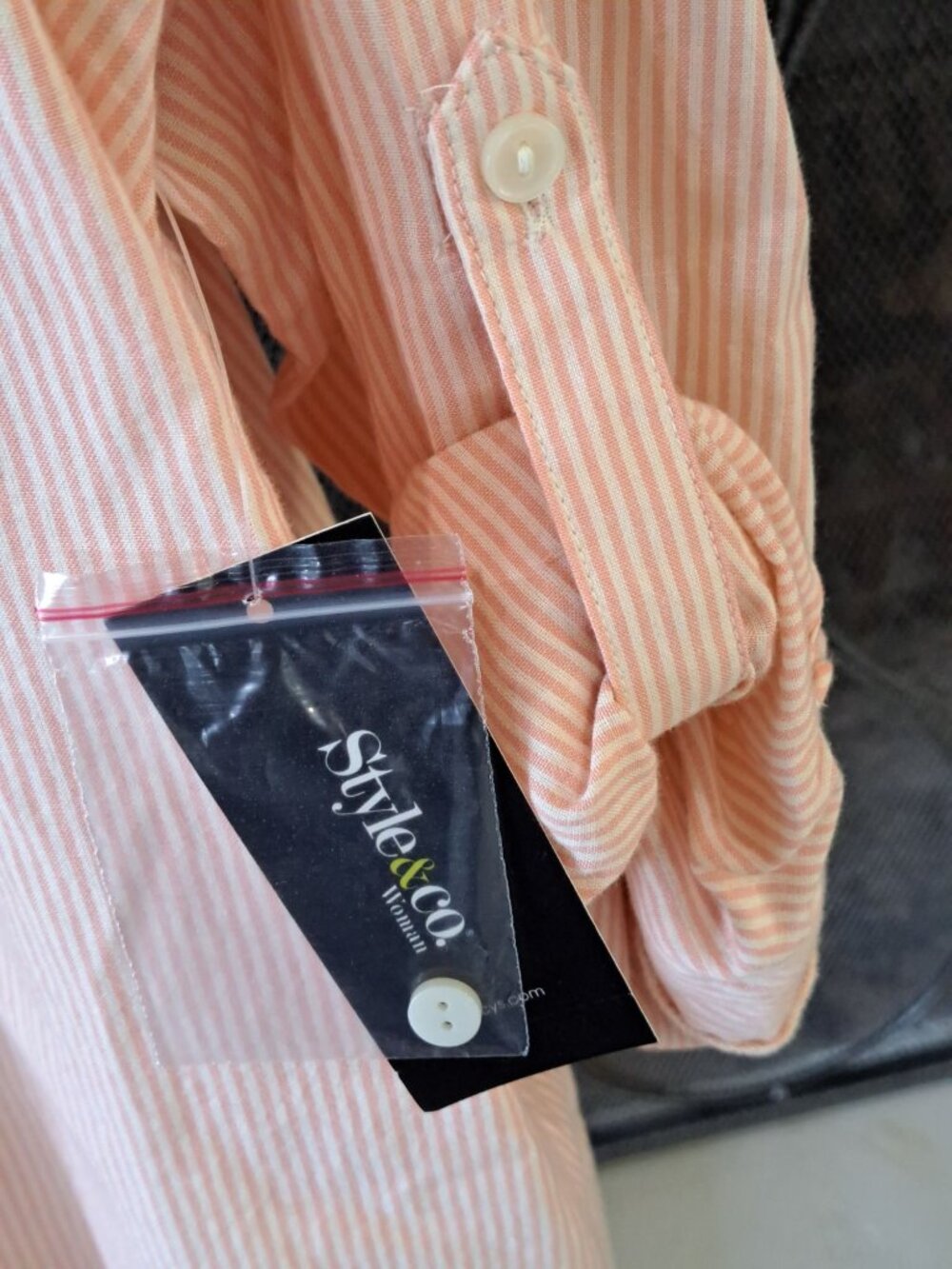 New Size 3XL Style & Co Womens Railroad Embroidered Button-Down Shirt Roll-Tab - Picture 4 of 12